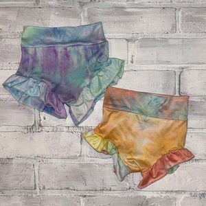 Babygirl tie dye ruffle leg bloomers size 6m